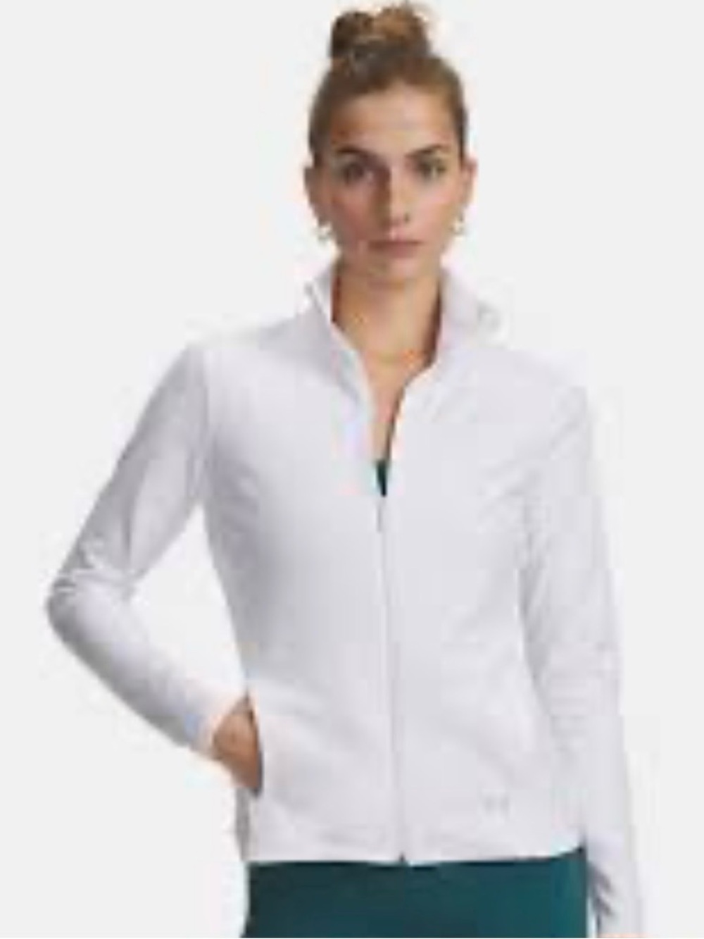 Under Armour Women’s White Full-Zip athletic Jacket with stretch